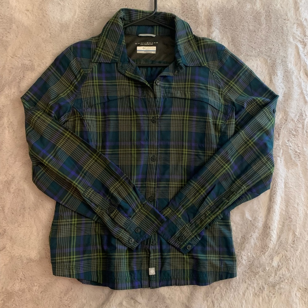 Columbia Omni-Shade Long Sleeve Button Up Womens Size M